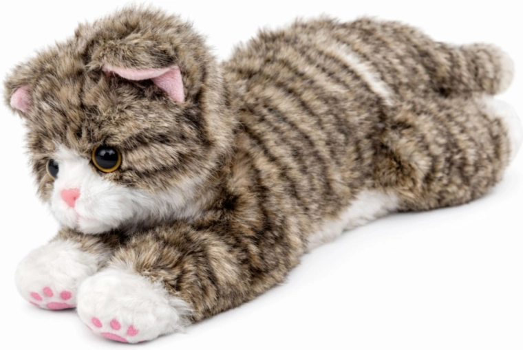 Plüschliegendes Kätzchen beige 38 cm