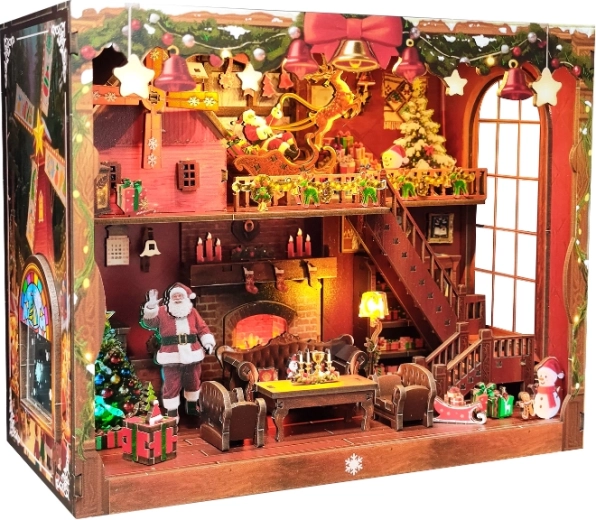 Miniaturhaus Fröhliche Weihnachten – DIY-Set mit LED-Beleuchtung