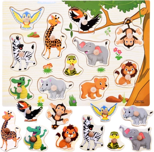 Holz-Steckpuzzle Dschungel mit Griffen, 11 Teile