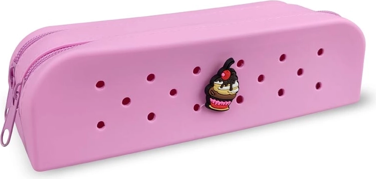Gifty doppeltes Silikonmäppchen rosa mit dekorativem Pin