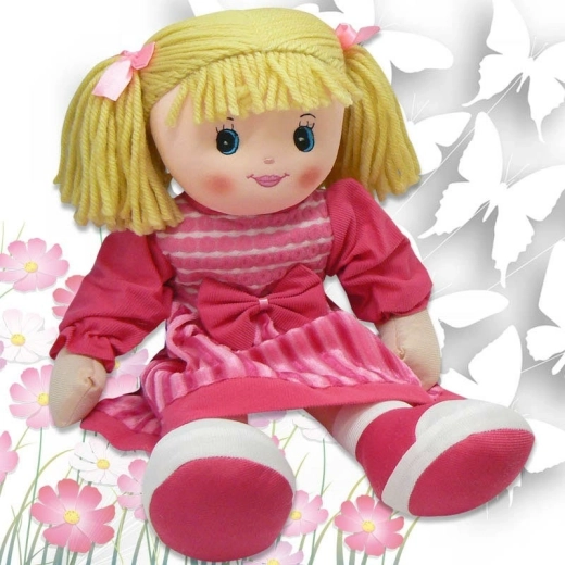 Stoffpuppe 60 cm im dunkelrosa Kleidchen