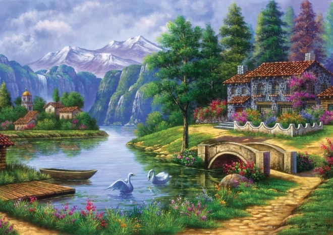Puzzle Dorf am See 1500 Teile