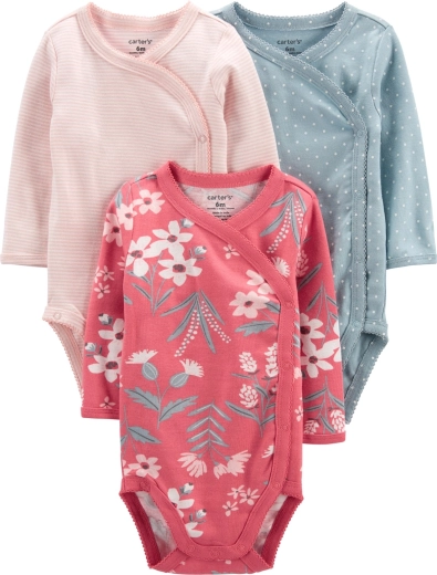 Carter’s Baby-Bodies mit langen Ärmeln, rosa, 3 Stück