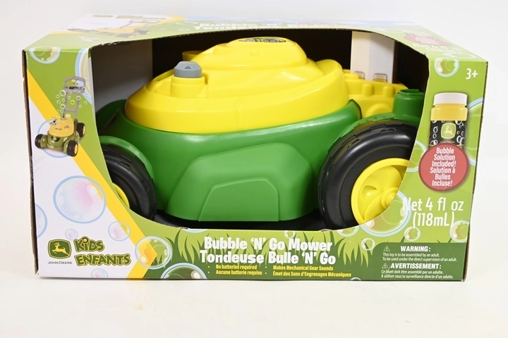 TOMY John Deere Kinder-Rasenmäher mit Seifenblasenfunktion