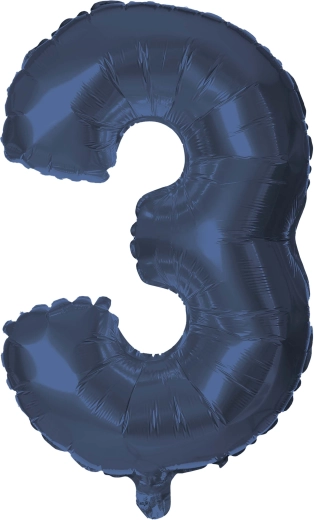 Folienballon Zahl 3, 30 cm, blau TORO