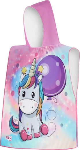 Kinder-Mikrofaser-Poncho mit Kapuze NILS Aqua Unicorn