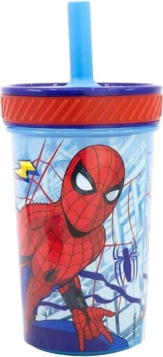 Sicherer Kinderbecher mit Trinkhalm Spider-Man – 1 Stück