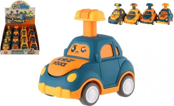 Plastikauto Drücken und Fahren 9 cm – Schwungrad, 4 Varianten