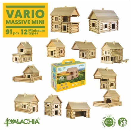 Holz-Baukasten VARIO MASSIVE mini – 91 Teile