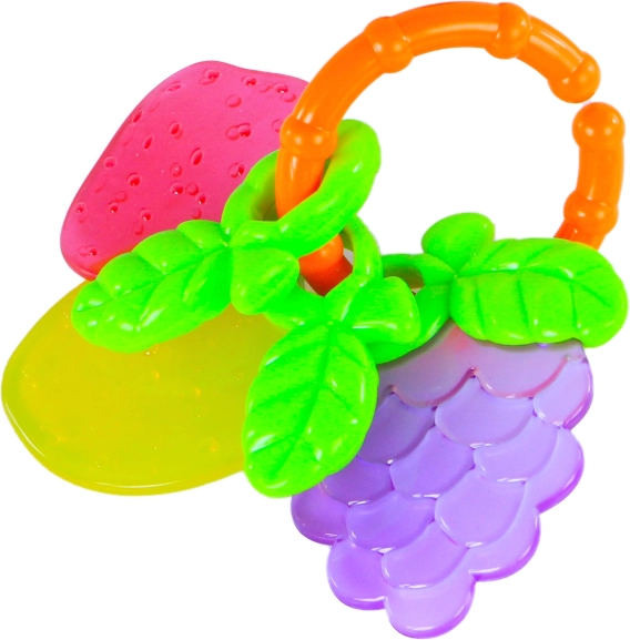 Rassel und Beißring in Obstform für Babys