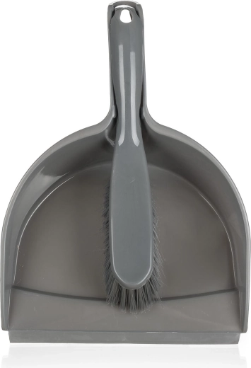 Kehrschaufel-Set mit Gummilippe Economy, silber