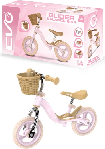 EVO Kinder-Laufrad Glider rosa mit Korb