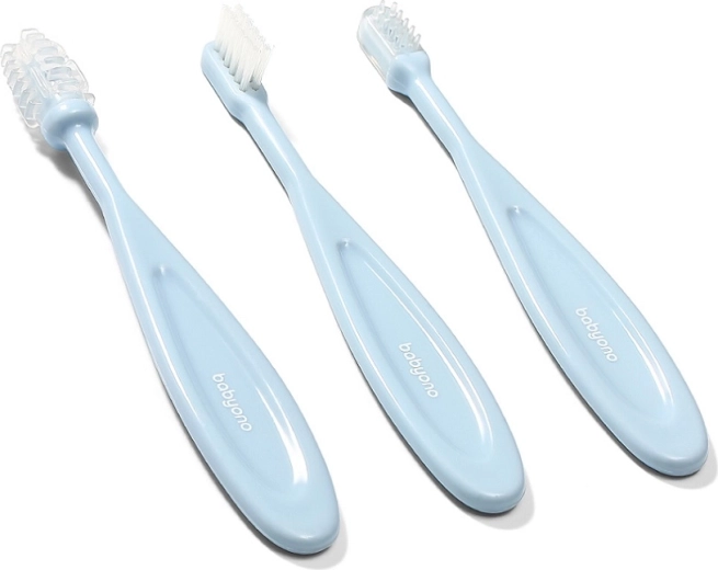 Babyono Set Kinderzahnbürsten 3 Stk. türkis