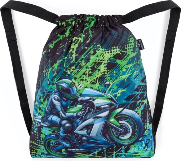Bagmaster Schulbeutel für Hausschuhe und Sport mit Motorradmotiv