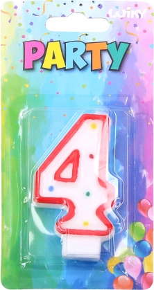 Partykerze Nummer 4 Rot