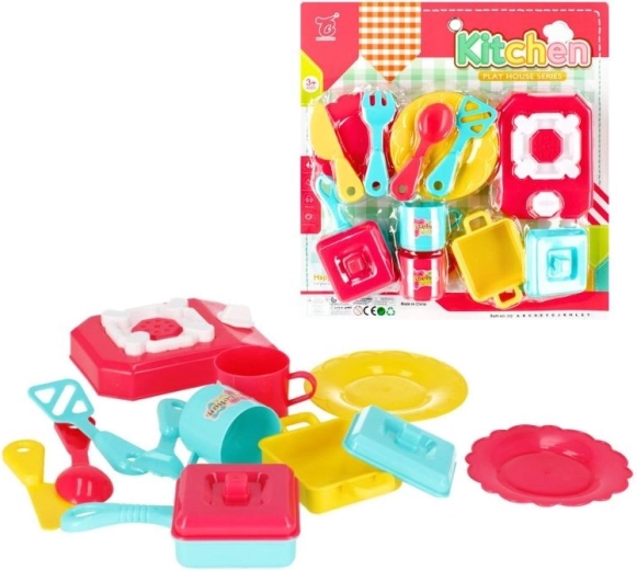 Kinder-Küchen-Set mit Kochplatte und Geschirr