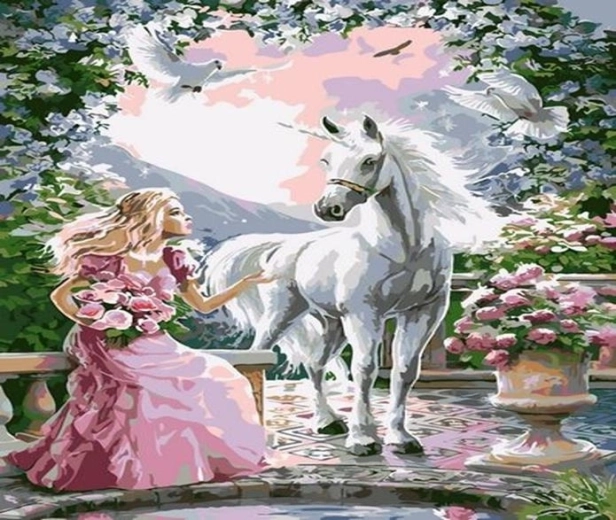 Norimpex Malen nach Zahlen Frau und Einhorn 40 × 50 cm