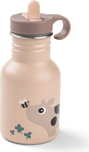 Done by Deer Edelstahl-Kinderflasche Tiny farm rosa 350 ml