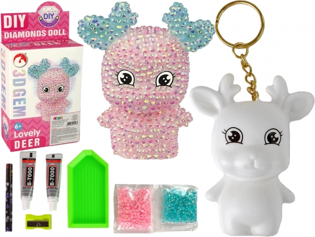 Kreativset DIY rosa Diamant Elch 3D Anhänger mit Kristallen