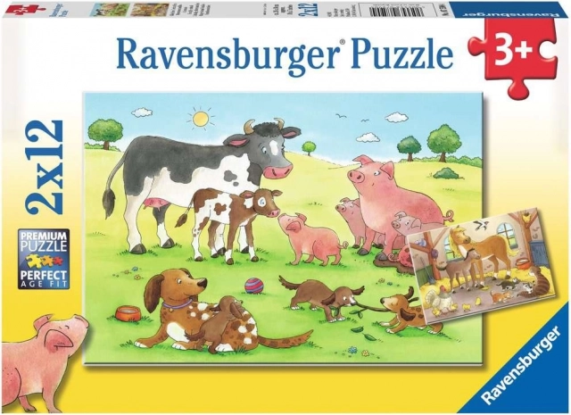 RAVENSBURGER Puzzle Tierische Farm 2×12 Teile