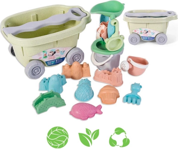 Woopie Green Sandspiel-Set mit Wagen – 13-teiliges umweltfreundliches Spielzeug
