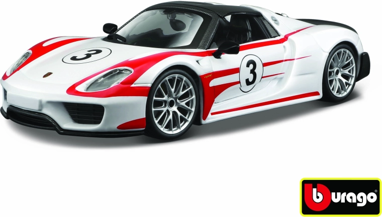 Bburago Porsche 918 Weissach Race weißes Modell im Maßstab 1:24