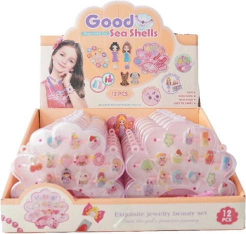 Plejo Set aus Ringen in muschelförmiger Schachtel, 12 Stk.