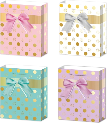 Geschenktasche S mit Schleifen und Punkten