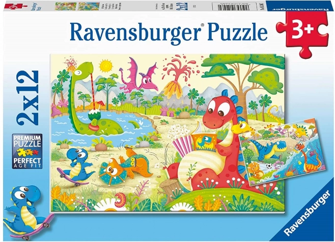 RAVENSBURGER Puzzle Beliebte Dinosaurier 2×12 Teile