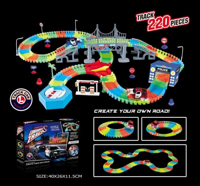 Leuchtende flexible Rennstrecke mit 220 Teilen und LED-Auto