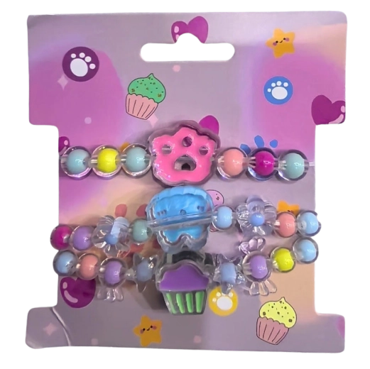 Pink Set aus Perlenarmbändern mit Anhängern (3 Stk.)