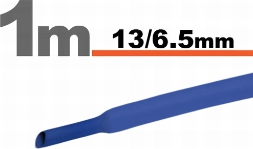 Blauer Schrumpfschlauch 13 / 6,5 mm