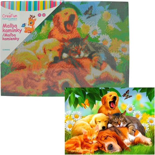 Diamantmalerei – Siesta Hunde und Katzen 30 × 40 cm