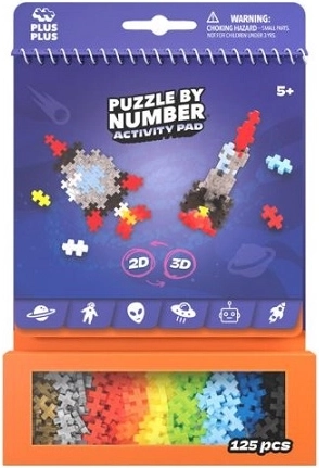 Plus-Plus Activity Pad Puzzle by Number Weltraum-Bauset 2D/3D, 125 Teile