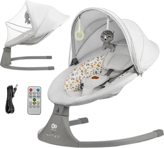 Kinderkraft Babywippe und Wiege 2-in-1 Lumi mit Melodien, Premium Light Grey