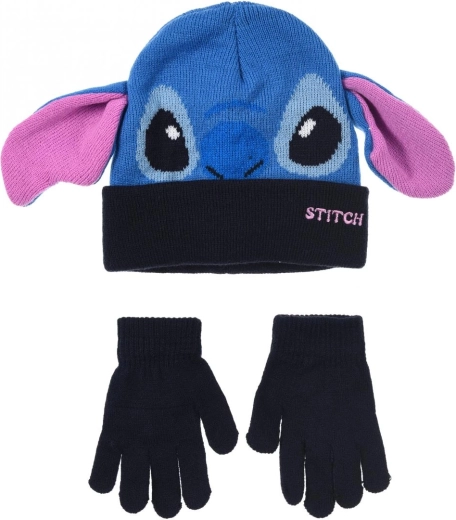 Kinder-Mütze und Handschuhe Lilo & Stitch