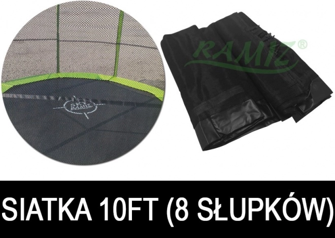 Schutznetz für Trampolin SKYRAMIZ 305 cm (10 ft), 8 Stangen, schwarz