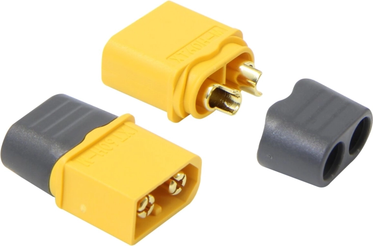 JAMARA XT60-Stecker mit vergoldeten Kontakten und Isolierkappen, Paar