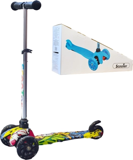 Kinder-Dreiradroller Graffiti mit leuchtendem Rad