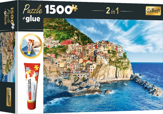Puzzle-Set Manarola, Ligurien, Italien 1500 Teile mit Kleber