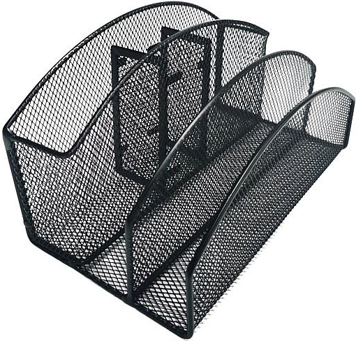 Metallischer Schreibtisch-Organizer, 5 Fächer, schwarz