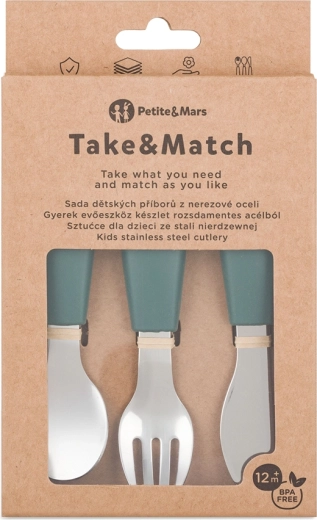 Petite&Mars Besteckset aus Edelstahl Take&Match Misty Green 12m+