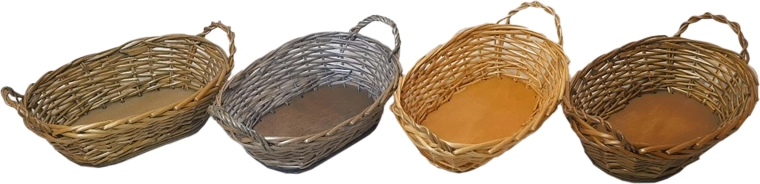 Ovale Korbschale aus lackiertem Weidengeflecht 30 × 20 × 12 cm mit Griffen