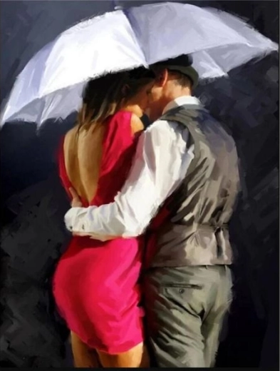 Diamant-Mosaik (Diamond Painting) Unter dem Regenschirm 30 × 40 cm - 1 Stück
