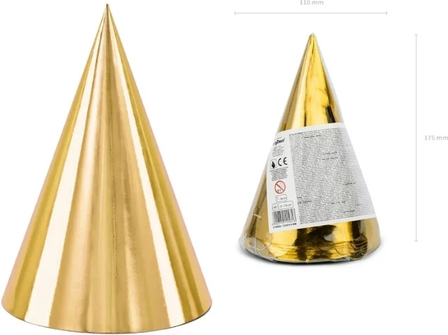Goldene Partyhütchen 16 cm