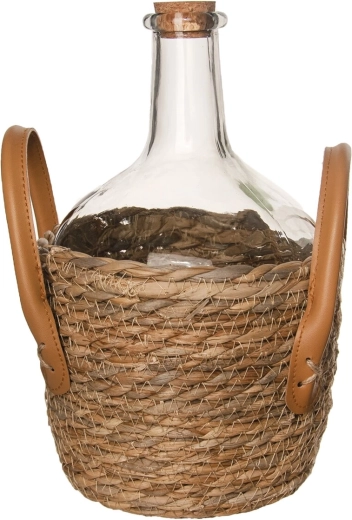 Glas-Demijohn, umflochten, 2,15 l mit Korkstopfen