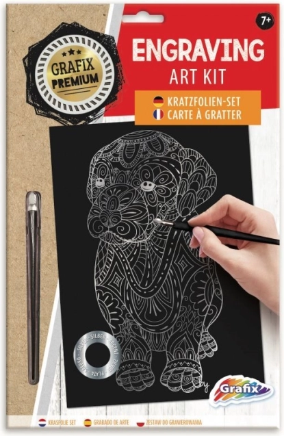 Silbernes Kratzbild Hund GRAFIX