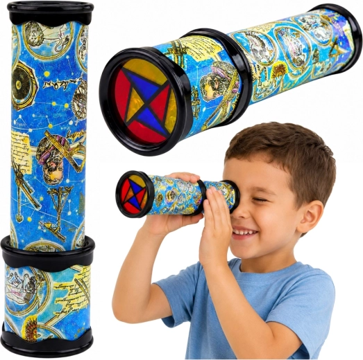 Drehbares Kinder-Kaleidoskop mit bunten Mustern, blau 21 × 5,5 cm – 1 Stück
