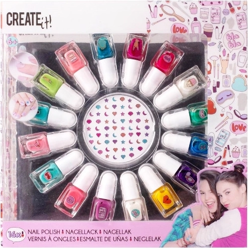 Create It! Nagellacke – Set mit 16 Farben und Deko