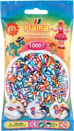 Hama Bügelperlen Midi – gestreifter Mix 1000 Stk. (6 Farben)